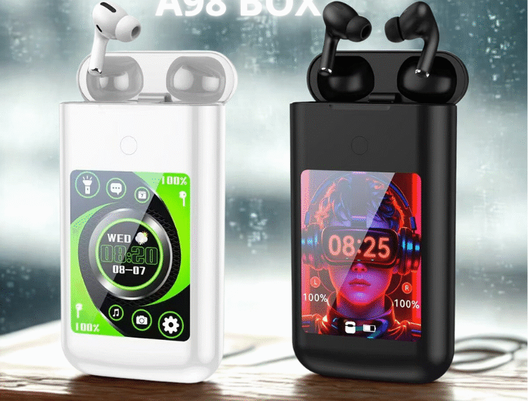 A98 BOX: Auriculares Bluetooth con pantalla multimedia de 2,8 pulgadas y batería portátil 3 en 1